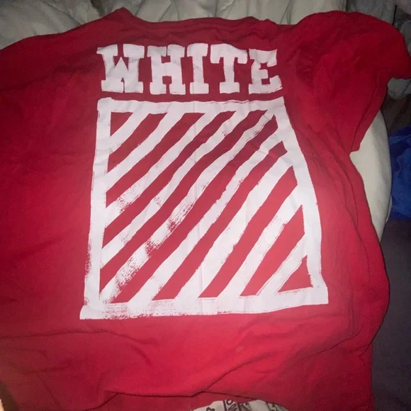 Off white c/o Virgil Abloh Brushed Diagonal Red T Shirt Over sized M AUTHENTIC - Picture 5 of 6